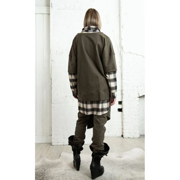 Nicholas K Soren Sweat Oversized Sweatshirt Olive Black Size XXS NWT $350 - Picture 3 of 8